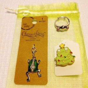 Frogs Ring, Jewelry Charm, Pin Jewelry gift set